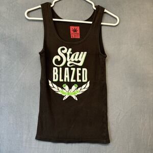 StonerDays Stay Blazed Tank Top Womens Large Ribbed Ganja Marijuana Joint Herb